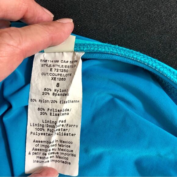 Leilani Bright Blue with Turquoise Trim Bikini Bathing Suit Gold Tone Trim - Picture 14 of 16